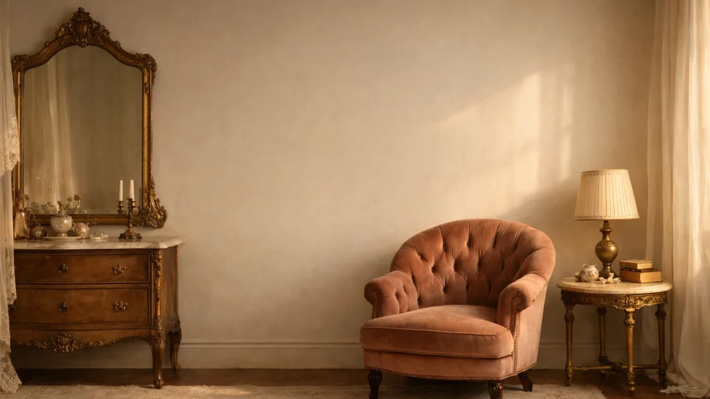 Boudoir parisien, fauteuil crapaud en velours, près de Paris 9e