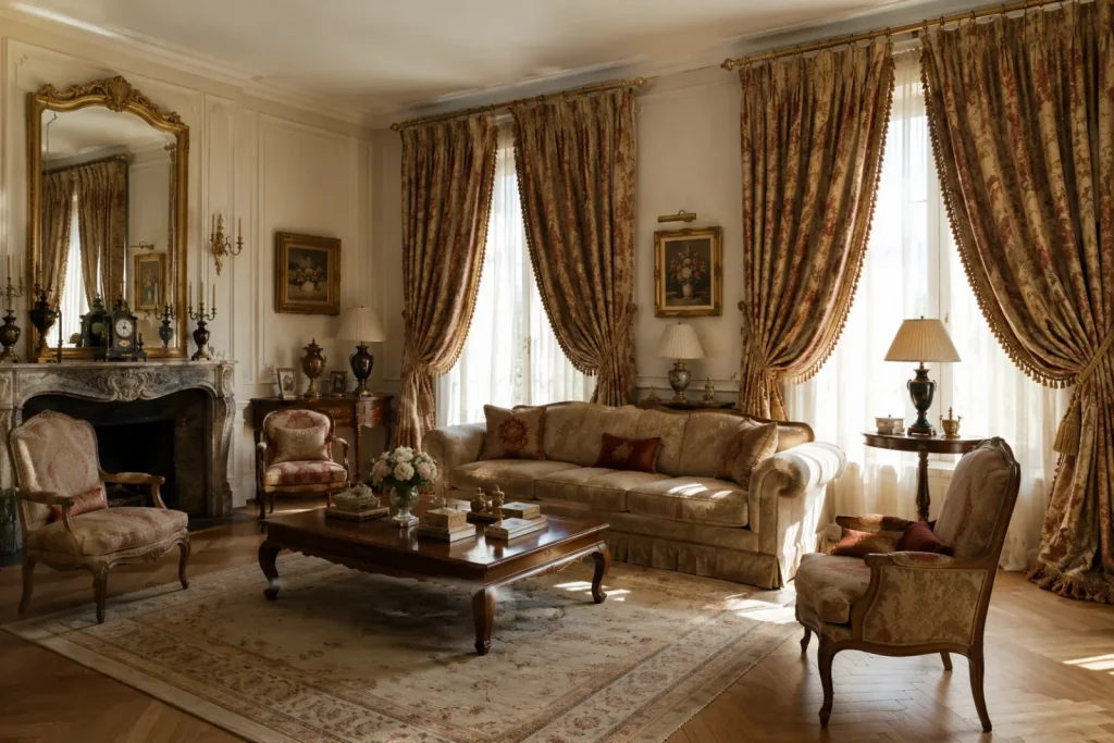 rideaux sur mesure dans un salon à saint germain en laye